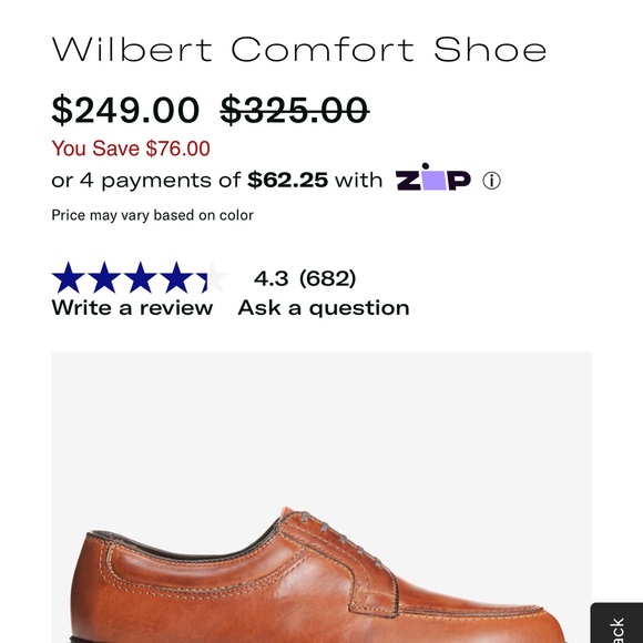 Allen Edmonds Wilber Comfort Shoe men’s brown handcrafted leather derby shoe. 10 - Picture 6 of 8